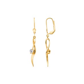 Boucle d'oreilles pendantes or jaune 750/18 ct avec zircones