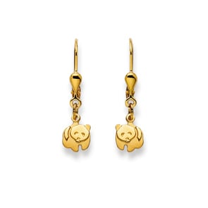 Drop Earrings 750/18 K Yellow Gold, Panda