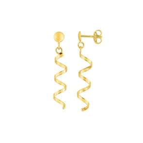 Drop Earrings 750/18 K Yellow Gold, Spiral
