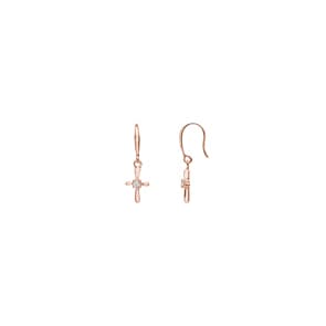 Ohrhänger 750/18 K Roségold mit Diamanten 0.04 ct H/si, Kreuz