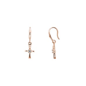 Ohrhänger 750/18 K Roségold mit Diamanten 0.04 ct H/si, Kreuz