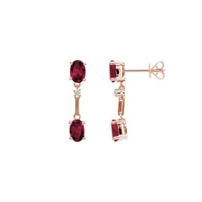 Ohrhänger 750/18 K Roségold mit Rubinen & Diamanten 0.05 ct H/si
