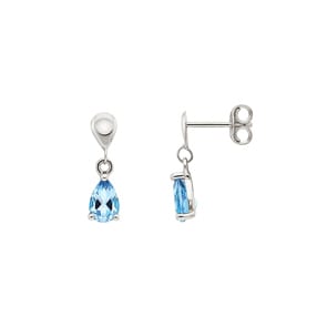 Drop Earrings 750/18 K White Gold with Blue Topaz