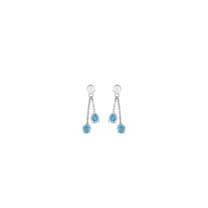 Boucle d'oreilles pendantes or gris 750/18 ct avec topazes bleues ronde