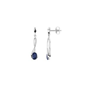 Ohrhänger 750/18 K Weissgold mit Diamanten 0.06 ct H/si & Safire