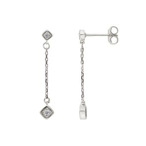 Boucles d'oreilles pendantes or gris 750/18 ct avec diamants 0.06ct. H/p1