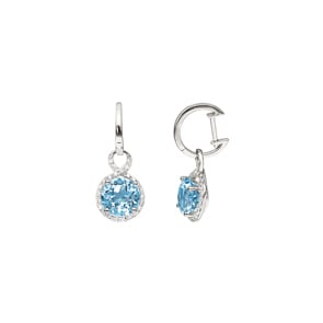 Ohrhänger 750/18 K Weissgold mit Diamanten 0.13 ct H/si & Blautopasen