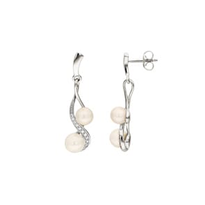 Ohrhänger 750/18 K Weissgold mit Diamanten 0.13 ct H/si & Süsswasserzuchtperlen