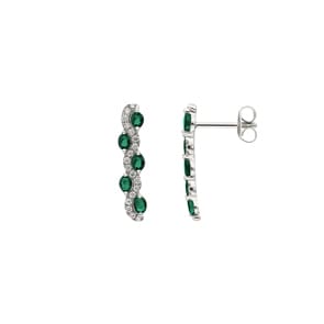 Ohrhänger 750/18 K Weissgold mit Diamanten 0.25 ct H/si & Smaragden