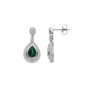 Ohrhänger 750/18 K Weissgold mit Diamanten 0.87 ct H/si und Smaragde 1.21 ct