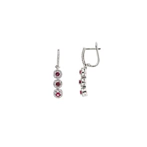 Ohrhänger 750/18 K Weissgold mit pinken Turmalinen & Diamanten 0.40 ct H/si