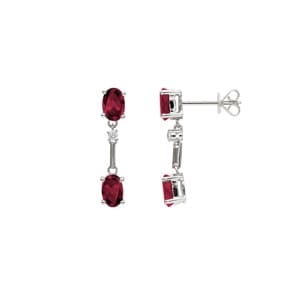Ohrhänger 750/18 K Weissgold mit Rubinen & Diamanten 0.05 ct H/si