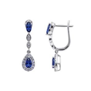 Ohrhänger 750/18 K Weissgold mit Saphiren & Diamanten 0.18 ct