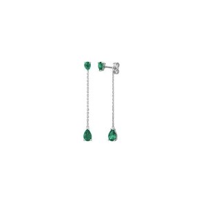Boucle d'oreilles pendantes or gris 750/18 ct avec émeraudes