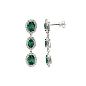Ohrhänger 750/18 K Weissgold mit Smaragden & Diamanten 0.89 ct H/si