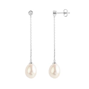 Ohrhänger 750/18 K Weissgold mit Süsswasserzuchtperle und Diamanten 0.07ct.
