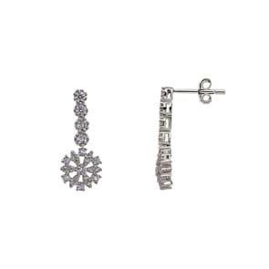 Boucle d'oreilles pendantes or gris 750/18 ct avec zircones