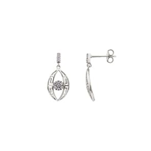 Boucle d'oreilles pendantes or gris 750/18 ct avec zircones