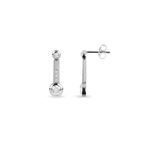 Boucle d'oreilles pendantes or gris 750/18 ct avec zircones