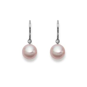 Boucle d'oreilles pendantes or gris 750/18 ct, Perle de culture d'eau douce