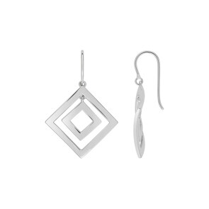 Ohrhänger 925 Silber rhodiniert, Carrée