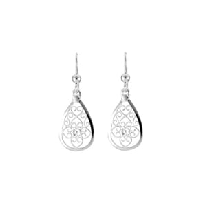 Ohrhänger 925 Silber rhodiniert, Ornament Tropfen