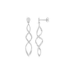 Drop Earrings 925 Silver rhodium-plated, Spiral 47mm