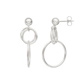 Boucles d'oreilles pendantes Argent 925 rhodié, Circles