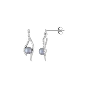 Ohrhänger 925 Silber rhodiniert mit blauen Kunstperlen 5mm & Zirkonia