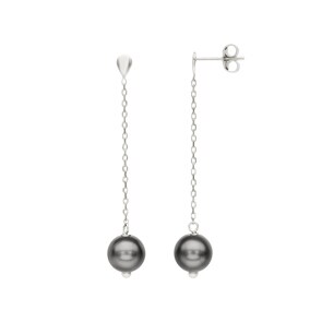 Ohrhänger 925 Silber rhodiniert mit Hämatit Ø 8mm