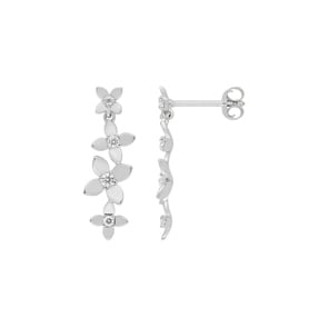 Ohrhänger 925 Silber rhodiniert mit Zirkonia, Blumen