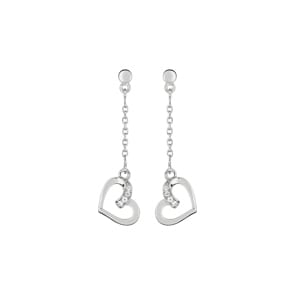 Ohrhänger 925 Silber rhodiniert mit Zirkonia, Herz