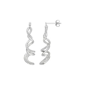 Ohrhänger 925 Silber rhodiniert mit Zirkonia, Spirale