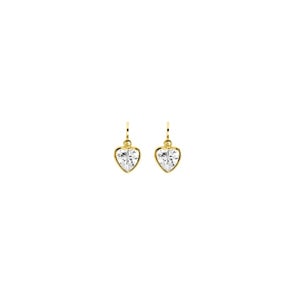 Earrings 375/9 K Yellow Gold with Heart Cut Cubic Zirconia