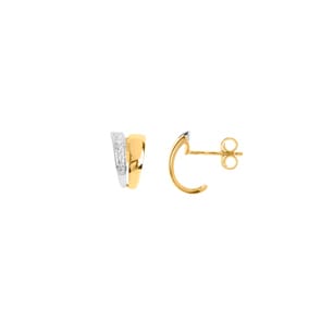 Ohrringe 750/18 K Gelb-/Weissgold mit Diamanten 0.01ct. H/p1