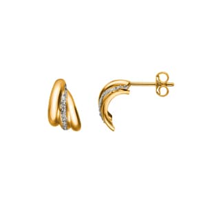Ohrringe 750/18 K Gelb-/Weissgold mit Glitzer