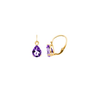 Boucle d'oreilles or jaune 750/18 ct avec améthyste
