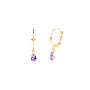 Ohrringe 750/18 K Gelbgold mit Amethyst Tropfen
