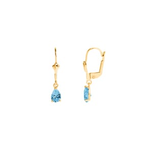 Ohrringe 750/18 K Gelbgold mit Blautopas Tropfen