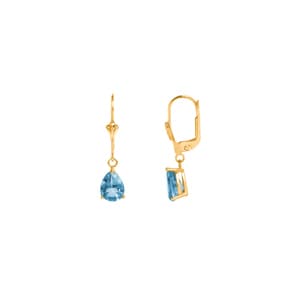 Ohrringe 750/18 K Gelbgold mit Blautopas Tropfen