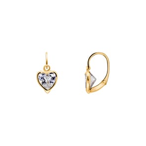 Ohrringe 750/18 K Gelbgold mit Zirkonia Herz