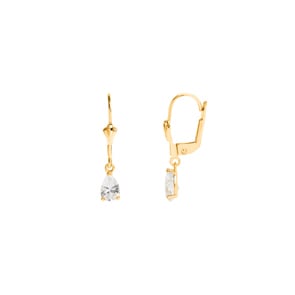 Boucles d'oreilles or jaune 750/18 ct avec zircones poire