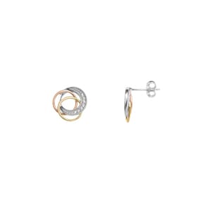 Boucles d'oreilles or tricolore 750/18 ct avec zircones