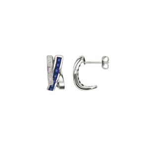 Ohrringe 750/18 K Weissgold mit Saphiren 1.09ct. und Diamanten 0.02ct.