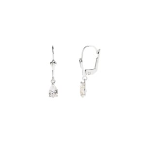 Boucles d'oreilles or gris 750/18 ct avec zircones poire