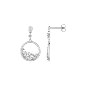 Earrings 925 Silver rhodium-plated with Cubic Zirconia