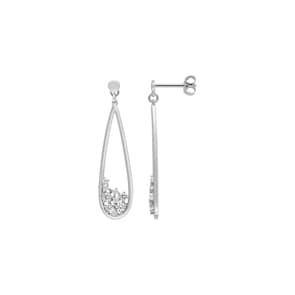Ohrringe 925 Silber rhodiniert mit Zirkonia pavé, Tropfen