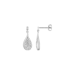 Ohrringe 925 Silber rhodiniert mit Zirkonia pavé, Tropfen