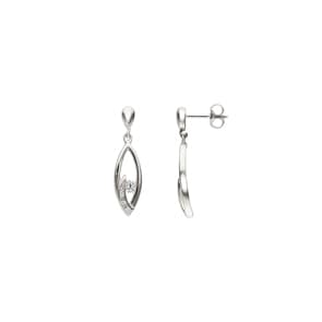 Earrings 925 Silver rhodium-plated with round Cubic Zirconia