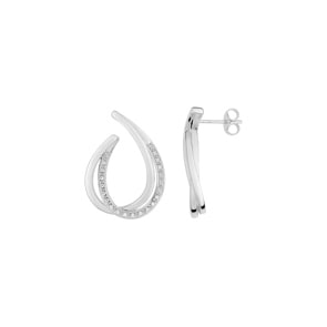 Ohrringe 925 Silber rhodiniert mit Zirkonia rund